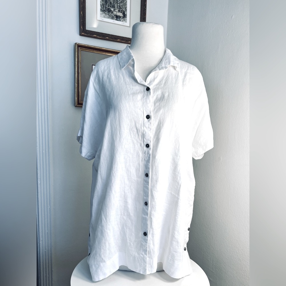 NWT!! White Linen Button Down